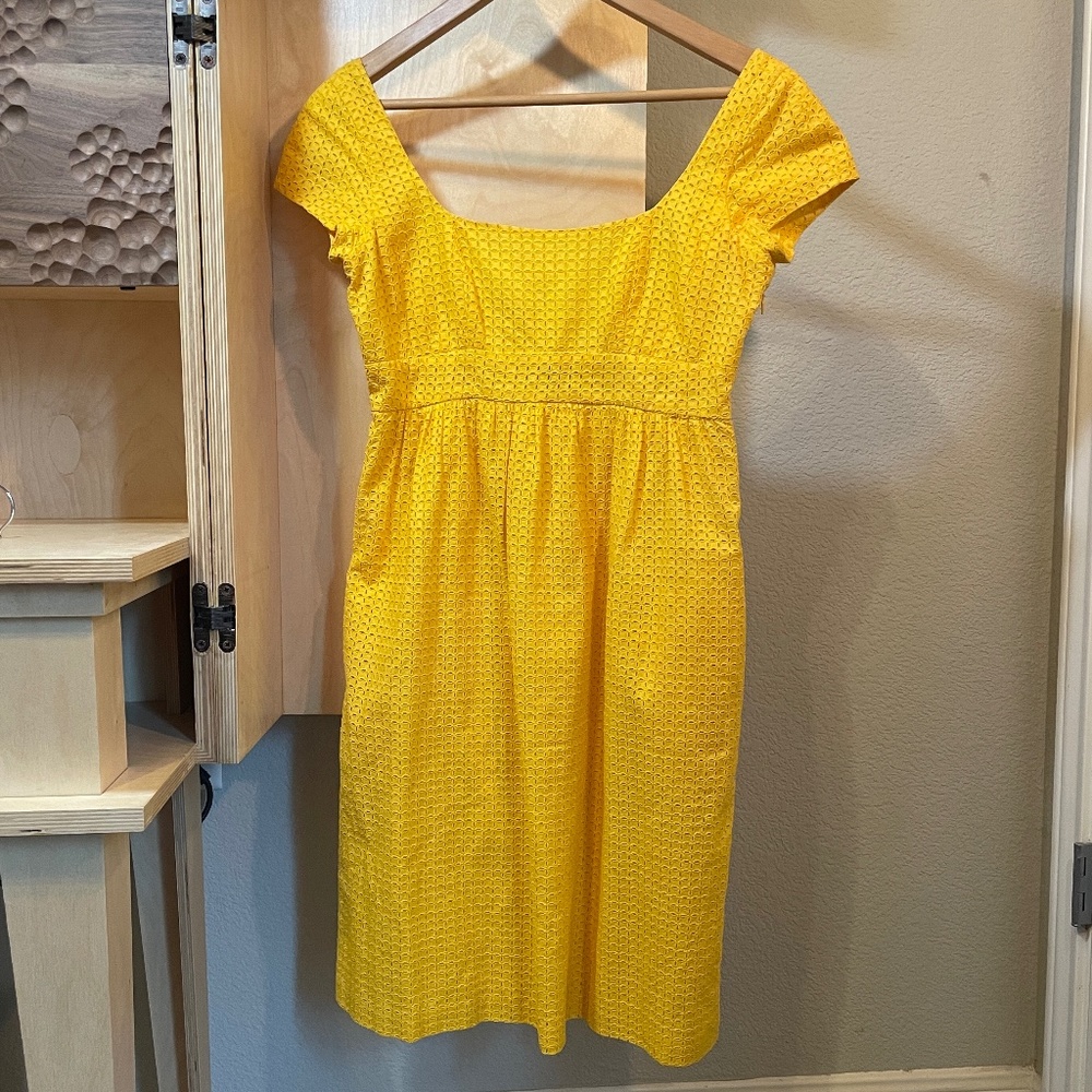 Pedro del Hierro Yellow Eyelet Dress - Like New - Size EU 38/M